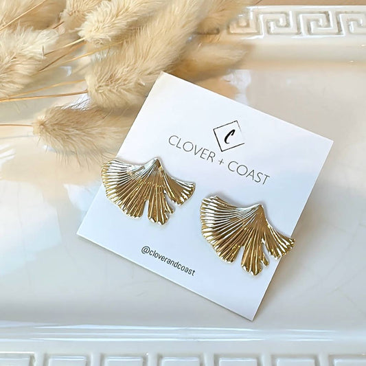 Gold Plated Ginko Biloba Studs