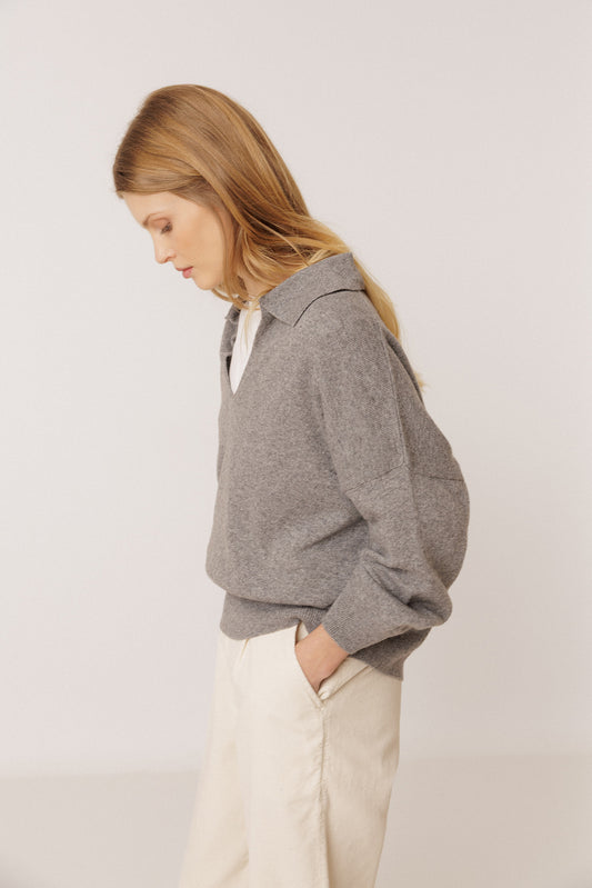 Open Collar Cashmere Sweater