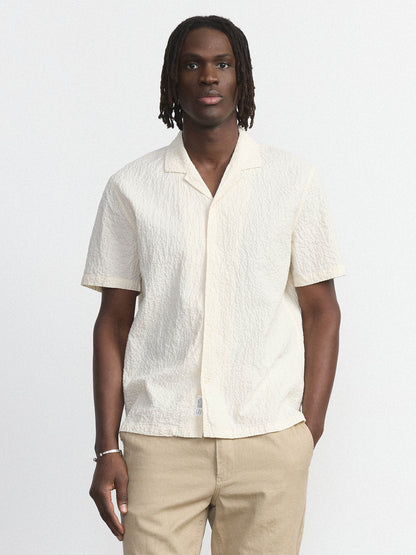 Textured Camp Collar Stripe Shirt