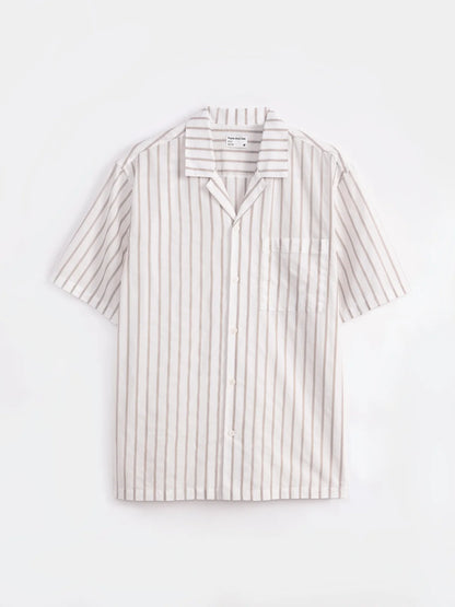 Textured Camp Collar Stripe Shirt