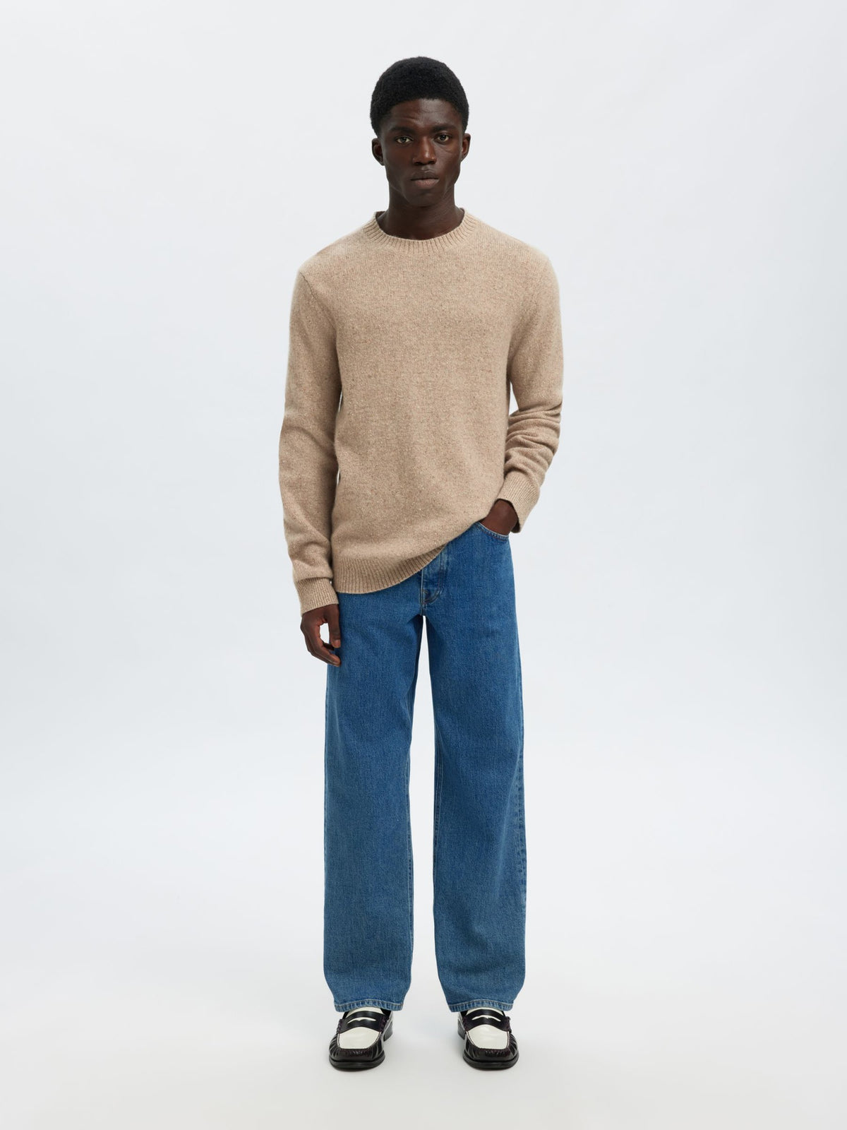 Wool Blend Crew Neck Sweater