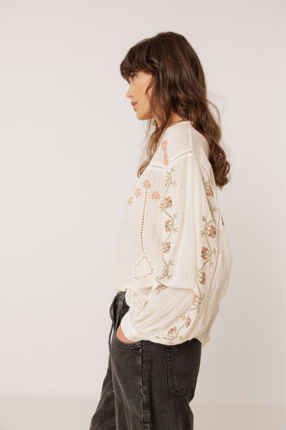 Embroidered Long Sleeve Blouse