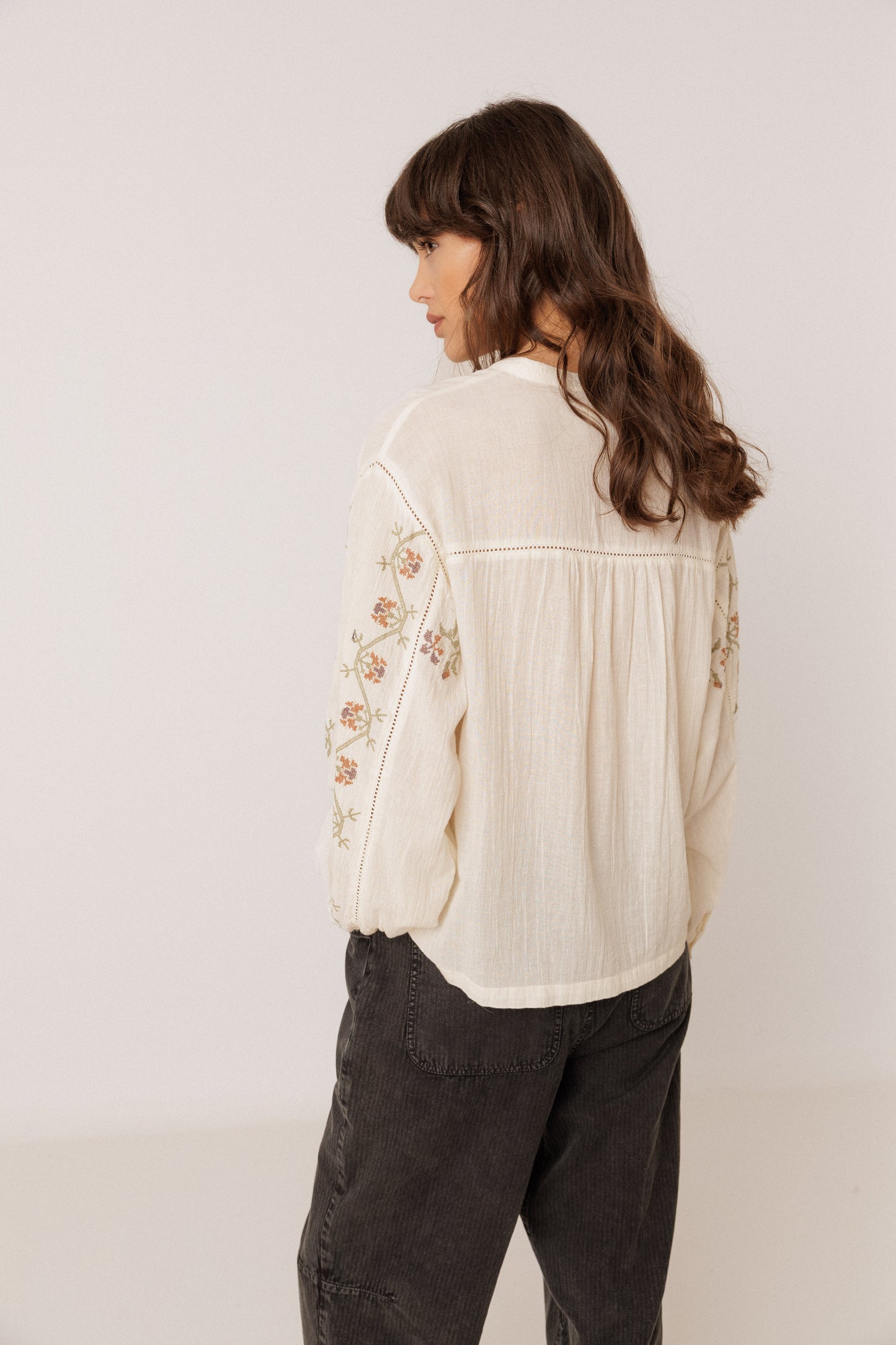 Embroidered Long Sleeve Blouse