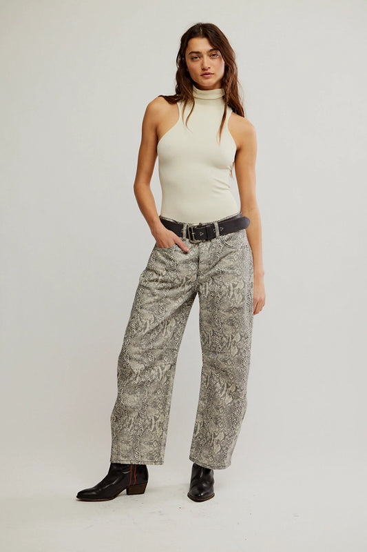 Good Luck Printed Barrel Jean