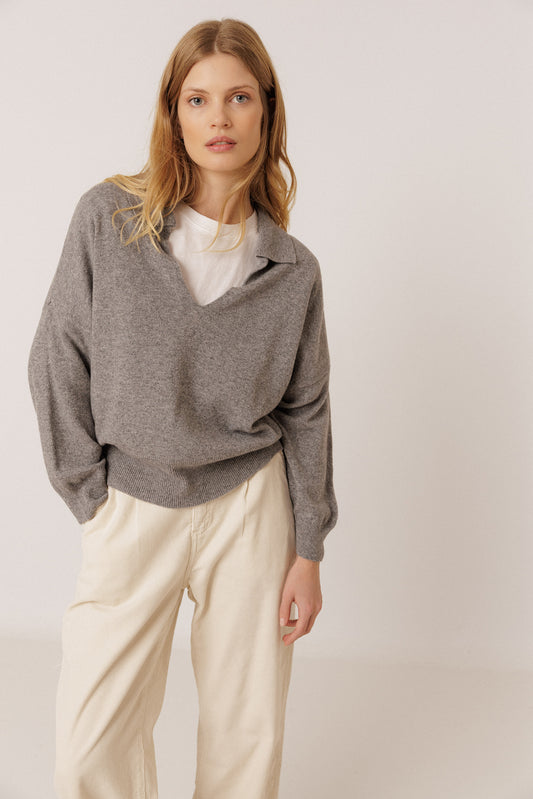 Open Collar Cashmere Sweater